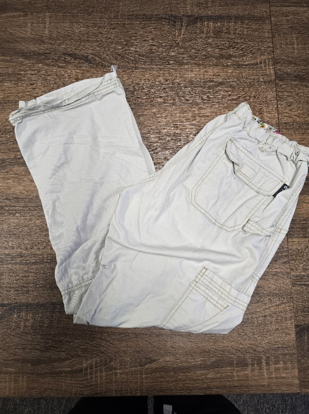 Koi Scrub Pants Womens Large Gray Cargo Drawstring Medical Nursing Workwear